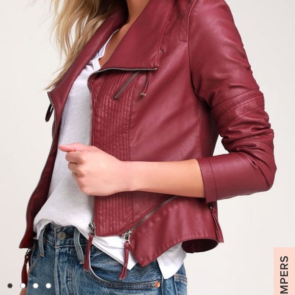 Lulus Jackets & Blazers - Burgundy Vegan Leather Jacket